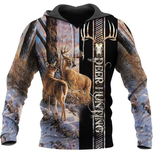New Harajuku hoodie Deer Hunting Camo 3D Printed zipper Hoodie Fashion Unisex Casual Jacket Sweatshirt