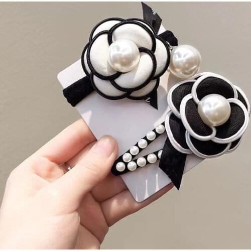 New Arrival Fashion Ladies Girls Kids Cute Camellia Flower Pearl Hair Side Clip Pins Hair Accessories Headwear