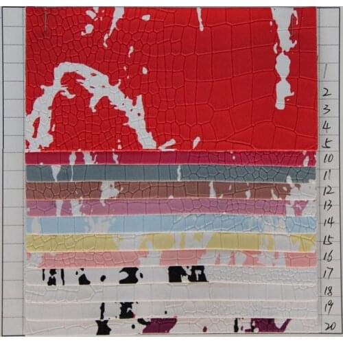 Wholesale synthetic PVC leather knife cut crocodile grain leather fabric artificial leather material