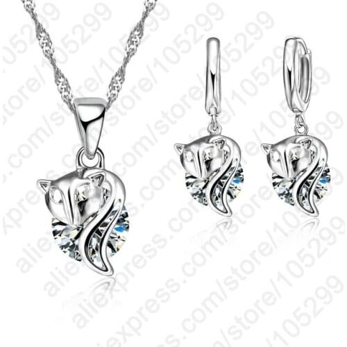 New Korean Simple Hot Special Shape Necklace+Earring Jewelry Set 925 Silver And Cubic Zirconia For Women Best Gift