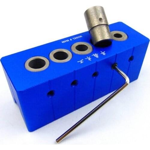 Woodworking Pipe 90 Angle Drill Locator Round Wood Tenon Puncher with 6mm, 7mm,8mm,9mm,10mm Drill Set