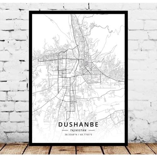 Dushanbe Tajikistan Map Poster