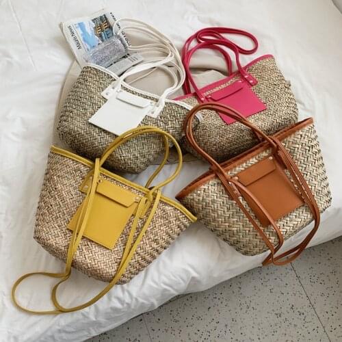 SWoven Basket Bolsa Tote Top Handle Handbags Lady Beach Hand Bag Ummer Handmade Bags for Women NEW Large Capacity Straw Bags