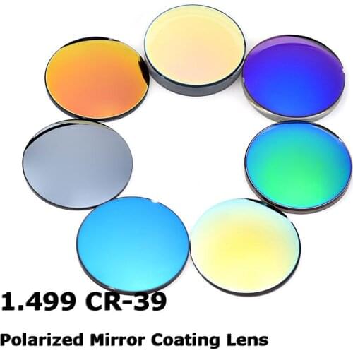 1.499 CR-39 Standard Index Resin Mirror Colourful Coating Polarized Myopia Sunglasses Prescription Optical Lenses