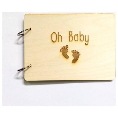 Custom Wood Guest Book Baby Shower Photo Album Birthday Party Gift Personalised Oh Baby Wooden Kraft Guest Book