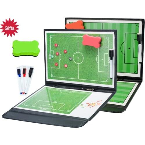 Portable Soccer Tactical Board Foldable Magnetic Leather Football Coach Training Competition Erasable futbol Ball Tactics board
