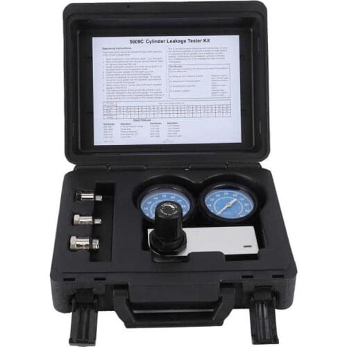 Professional Cylinder Leakage Tester Detector Kit Dual Gauge with 3pcs Adapter Engine Diagnostic Tool