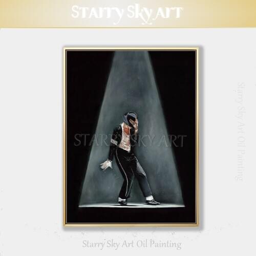 Artist Hand-painted High Quality Pop Star Michael Jackson Oil Painting on Canvas Super Star Michael Jackson Dancing Oil Painting