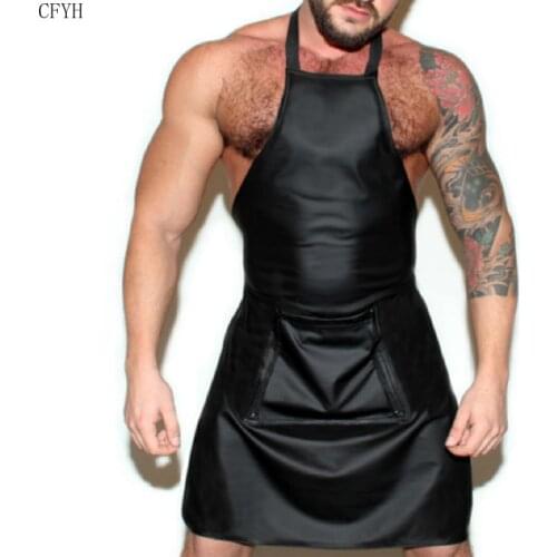Sexy Men Male Lingerie Plus Size Leather Catsuit Latex Teddy Jumpsuit Apron Cosplay Open Crotch Body Stocking Sexy Clubwear Man