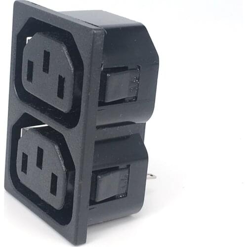 Chassis Female 3PIN Two In One IEC320 C13 C14 AC Inline Socket Plug Adapter Industrial Power Supply Output Outlet 10A/250V