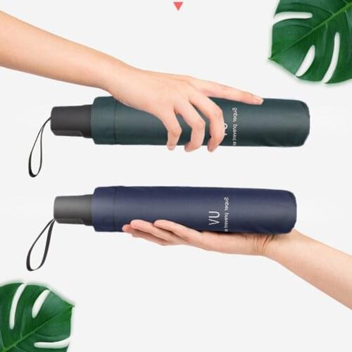 Three-folding Superimposed Thick Black Coating Sunshade Steel Sunny and Rainy Conventional Thick Clear Umbrella Non-automatic