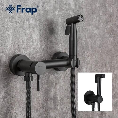 FRAP Bidets Black shower tap washer mixer muslim ducha brass higienica cold and hot water tap crane square shower bidet spray
