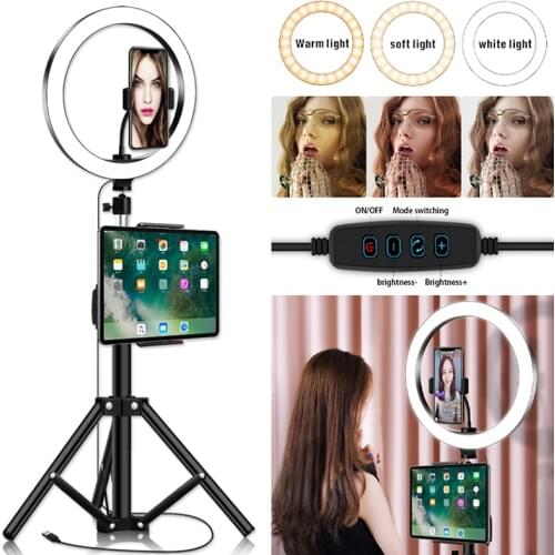 10 inch LED Ring Light With Tripod Tablet Phone Holder Dimmable Youtube Photo Video studio Selfie Photography Lighting For iPad