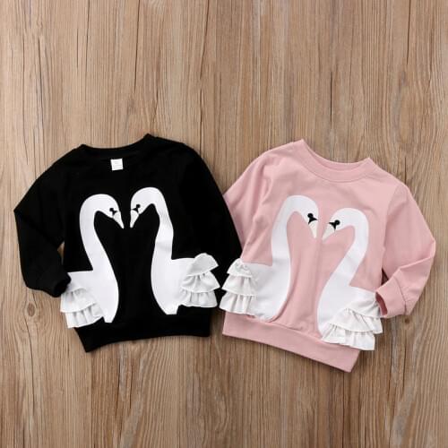 FOCUSNORM New Fashion Kids Baby Girl Cartoon Sweater Jumper Lace T-shirt Tops Blouse Clothes Outfit
