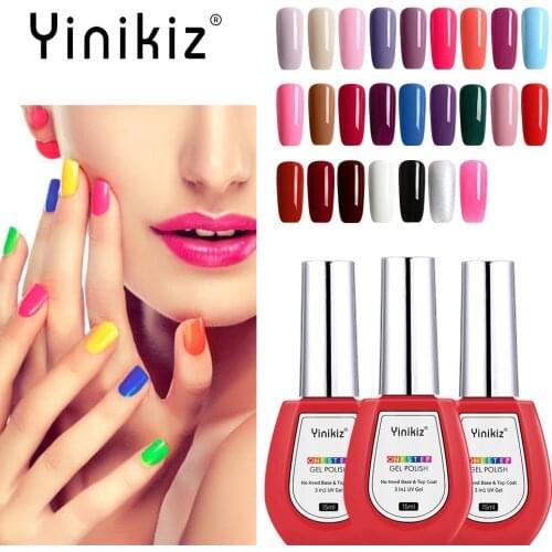 Yinikiz 15Ml One Step Gel Polish Semi Permanent Nail Polish Uv Gel Lacquer 3 In 1 No Need Top Base Coat Pure Color Gel Varnish