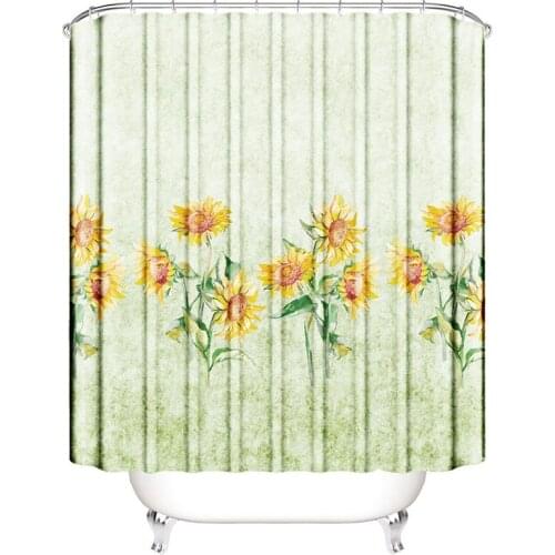 Sunflower shower curtain in the bathroom carpet printing fleur bath curtain waterproof fabric