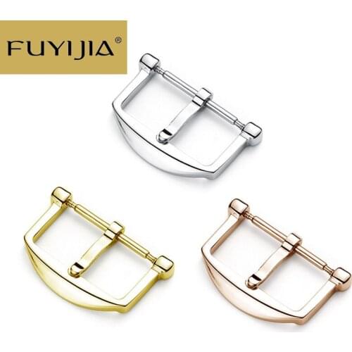 FUYIJIA Stainless Steel Pin Buckle PORTUGIESER Watch Substitute Buckle 14MM 18MM Alligator Strap IP Plating Clasp Accessories