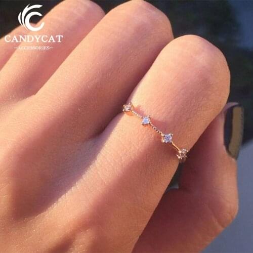 Korean Exquisite Rhinestone Rings For Women Trendy Gold Silver Color Rings Wedding Rings Engagement Rings Jewelry Wholesale