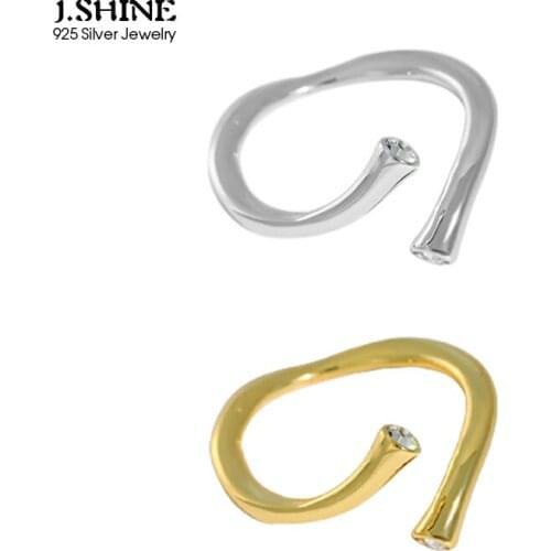 JShine Korean Overlapping Pure S925 Sterling Silver Ring Glossy Open Adjustable Finger Rings for Women Minimalist Fine Jewelry