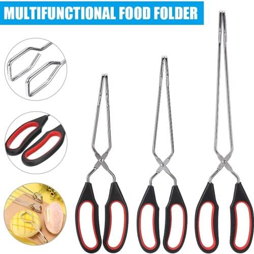 1pc Multifuctional Scissors Tongs Long Handle BBQ Bread Roast Tongs Clips Outdoor Picnic Food Scissors Tong 23.5/28/33cm Durable