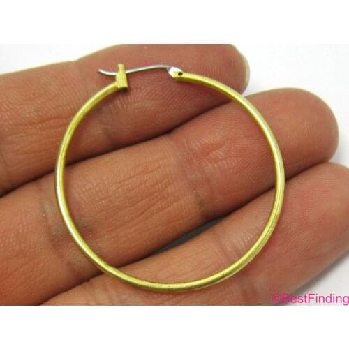 10pcs Brass earrings hoops 35x1.5mm Raw brass Circle ear wires R232