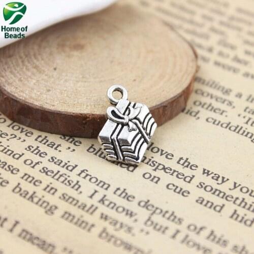2020 Christmas Gift Box DIY Antique Silver Color Color Alloy Pendants (20 Pieces/lot) ZA1127