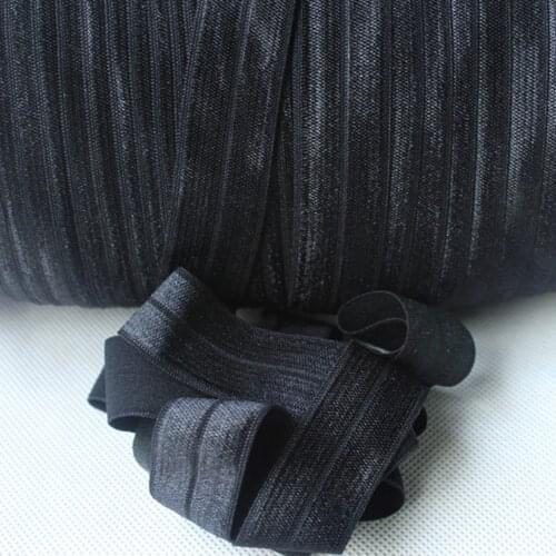 25mm 1" solid foe #030 black color fold over elastic 100 yards/lot free shipping