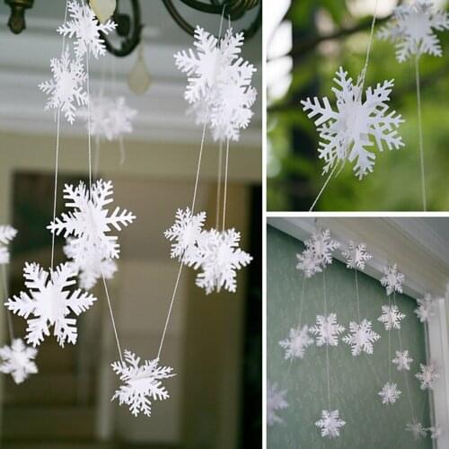 3M White Paper 3D Snowflake Pendant Garland Christmas Hanging Decoration NEW