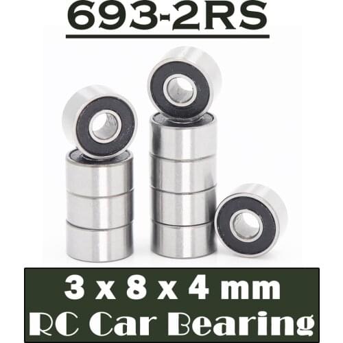 693RS Bearing ABEC-3 ( 10 PCS ) 3*8*4 mm ABEC-3 Hobby Electric RC Car Truck 693 RS 2RS Ball Bearings 693-2RS Black Sealed