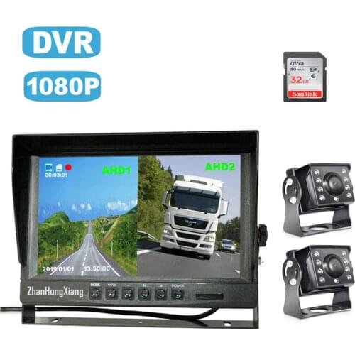 9" IPS Car Rear View DVR Monitor System + HD 1080P 4Pin 8LED IR Night Vision Reverse Backup Camera Kit For RV Bus Truck Trailer