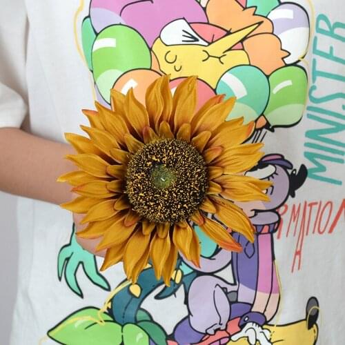 Big Sunflower Artificial Flower Head Silk Flower DIY Bouquet Home Decoration Wedding Background Fake Flower Photography Props