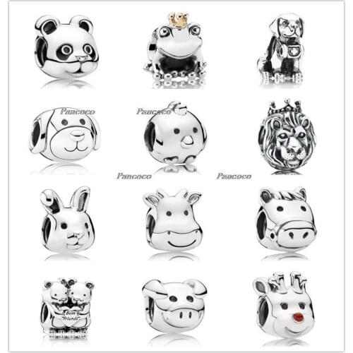 Authentic 925 Sterling Silver Cat Cute Dog Remarkable Rabbit Cow Charm Bead Fit Pandora Bracelet & Necklace Jewelry