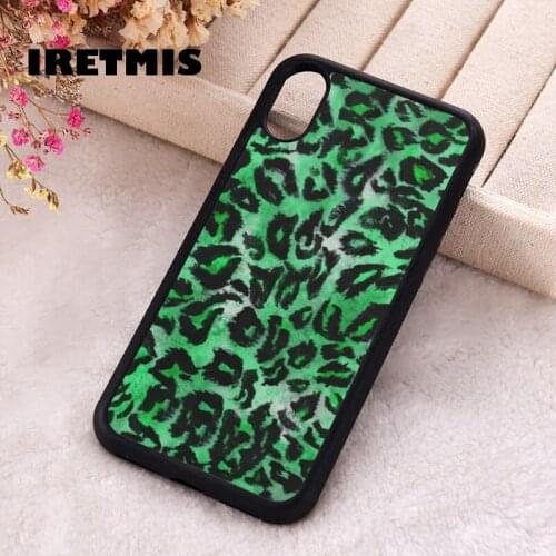 Iretmis 5 5S SE 2020 Phone Cover Case for iPhone 6 6S 7 8 Plus X Xs XR 11 12 Mini Pro Max Rubber Silicone Green Leopard