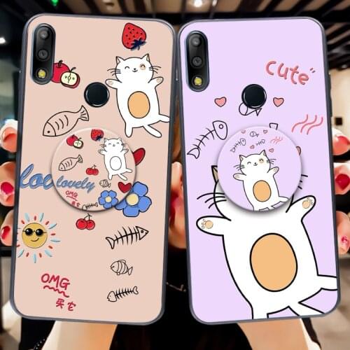 AriBag Stand Silicone Case For Asus Zenfone Max Pro M2 ZB631KL ZB633KL Cute Cat Skin Back Cover For Asus 5Z ZE620KL ZS620KL