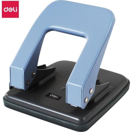 Deli 6mm Diameter Can Use 35 Pages Two Hole Puncher Paper Punch Punching Machine with Ruler Office Supplies Color Random 0104