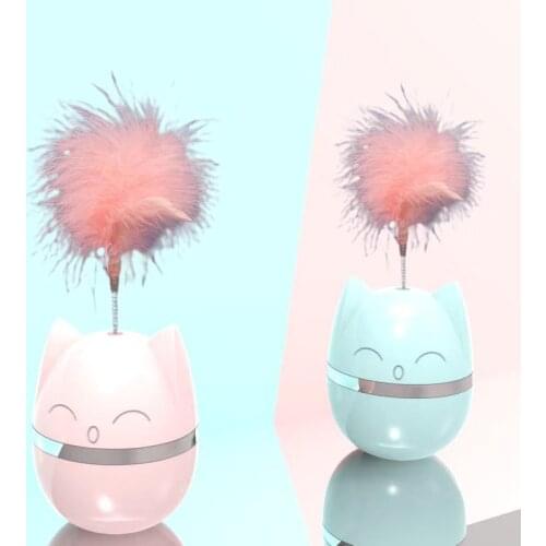 Electronic Pet Cat Dog Feather Toy Automatic Interactive Cat Toy Rotating Tumbler Leaking Ball Toy For Puppy Kitten