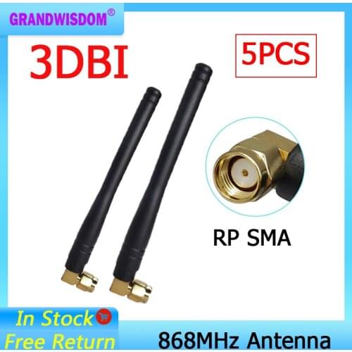 5pcs 868MHz 915MHz Antenna 3dbi RP-SMA Connector GSM 915 MHz 868 MHz antena outdoor signal repeater antenne waterproof Lorawan