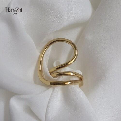 Hangzhi 2020 Japan Exaggeration Multi-Dimensional Twisted Geometry Open Ring For Woman Elegant Minimalist Rings