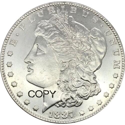 United States of America 1 One Dollar Morgan Dollar 1887 s Cupronickel Silver Plated Copy Coins