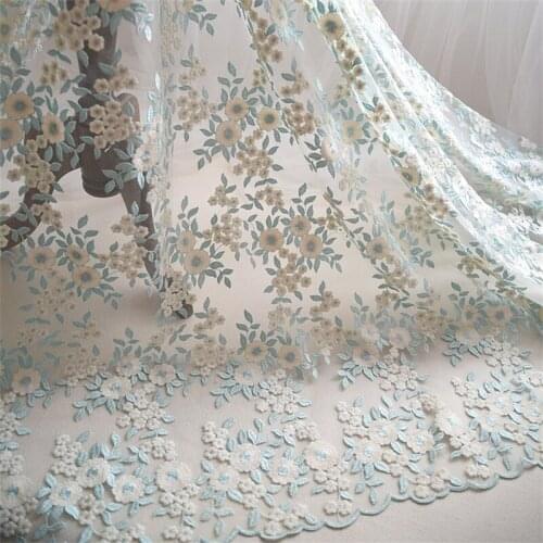1meter embroided lace fabric ice green& red & beige wedding dress DIY accessories craft material curtain
