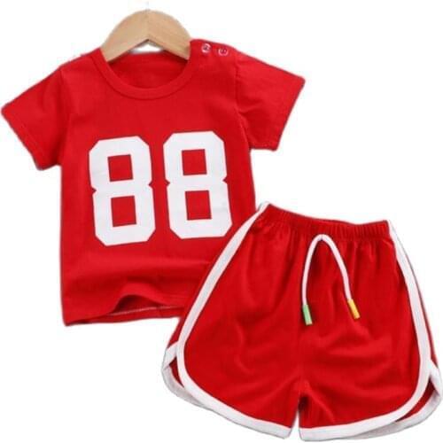 Summer Infant Sets Baby Boys girls letter printing Shorsleeve+Shorts outfits Cotton fashion motion suits toddler boy clothes