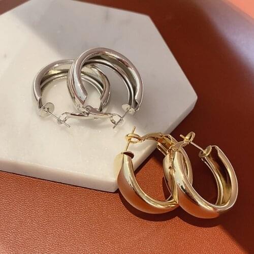 Wide-face texture metal earrings 2020 trend earrings Korean style high-end earrings exquisite elegant Jewelry Womens Earrings