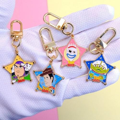 Disney Toy Story 4 Metal Keychain Cartoon Anime Figure Forky Buzz Lightyear Lotso Alien Partysaurus Rex Zinc Alloy Pendant