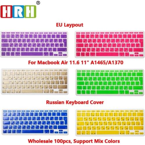 HRH 100pcs/Lot EU UK Russian Letter Alphabet Soft Silicone Keyboard Protector Flim Cover Skin For MacBook Air 11.6 Inch 11"