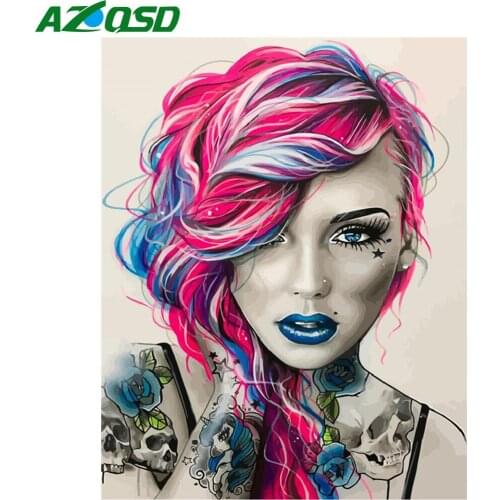 AZQSD DIY Paint By Number Woman Acrylic Frame Modern Wall Art Oil Painting By Number Portrait Kits Handmade Unique Gifts