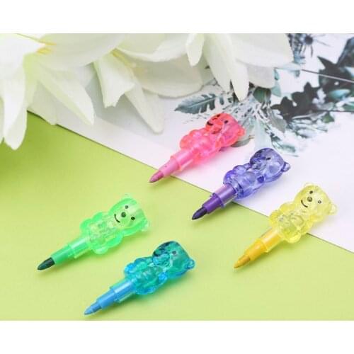 4Pcs 5 Colors Stacker Swap Cute Snowman crayon For School Children painting Toys