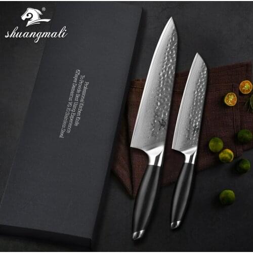 2 PCS Kitchen Chef Knife Set 67-story VG10 Damascus Steel Kitchen Knife Set Sharp Santoku Cutter Cleaver Knives With Gift Box