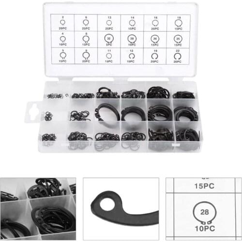 300PCS Circlip Set External/Internal Retaining C-Type Circlip Lock Snap Retaining Ring Assortment Holes Shaft Collar Washer