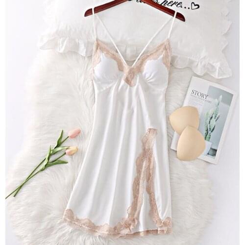 Sexy Lace Suspender Nightgown Gown Womens Satin Nightdress Summer Backless Nighty Dress Sleeveless Sleep Sleepwear Home Wear