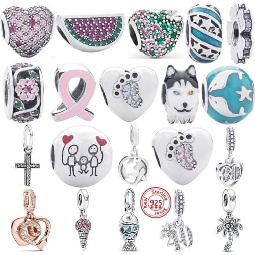 New Love Baby footprints Star forever family tree lock heart Beads Fit Original Pandora Charms Silver 925 Bracelet DIY Women